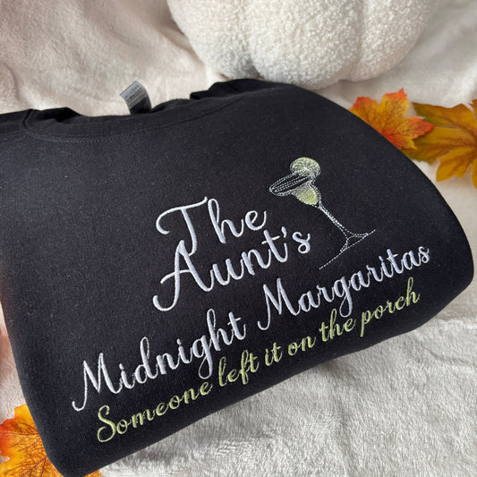THE AUNTS MIDNIGHT MARGARITAS EMBROIDERED SWEATSHIRT