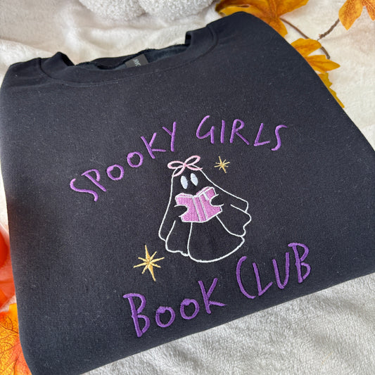 SPOOKY GIRLS BOOK CLUB EMBROIDERED SWEATSHIRT