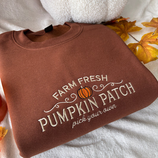 PUMPKIN PATCH EMBROIDERED SWEATSHIRT