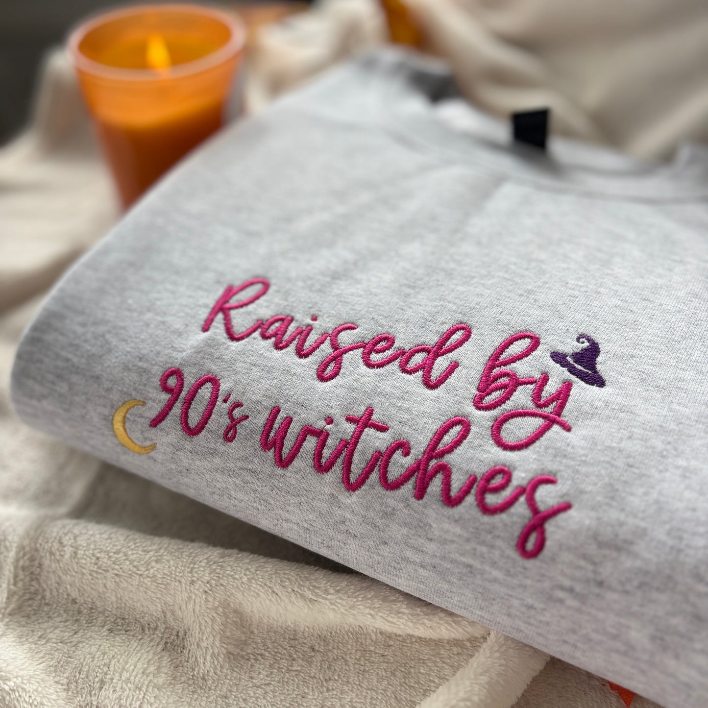 RAISED BY 90s WITCHES EMBROIDERED SWEATSHIRT