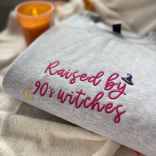 RAISED BY 90s WITCHES EMBROIDERED SWEATSHIRT