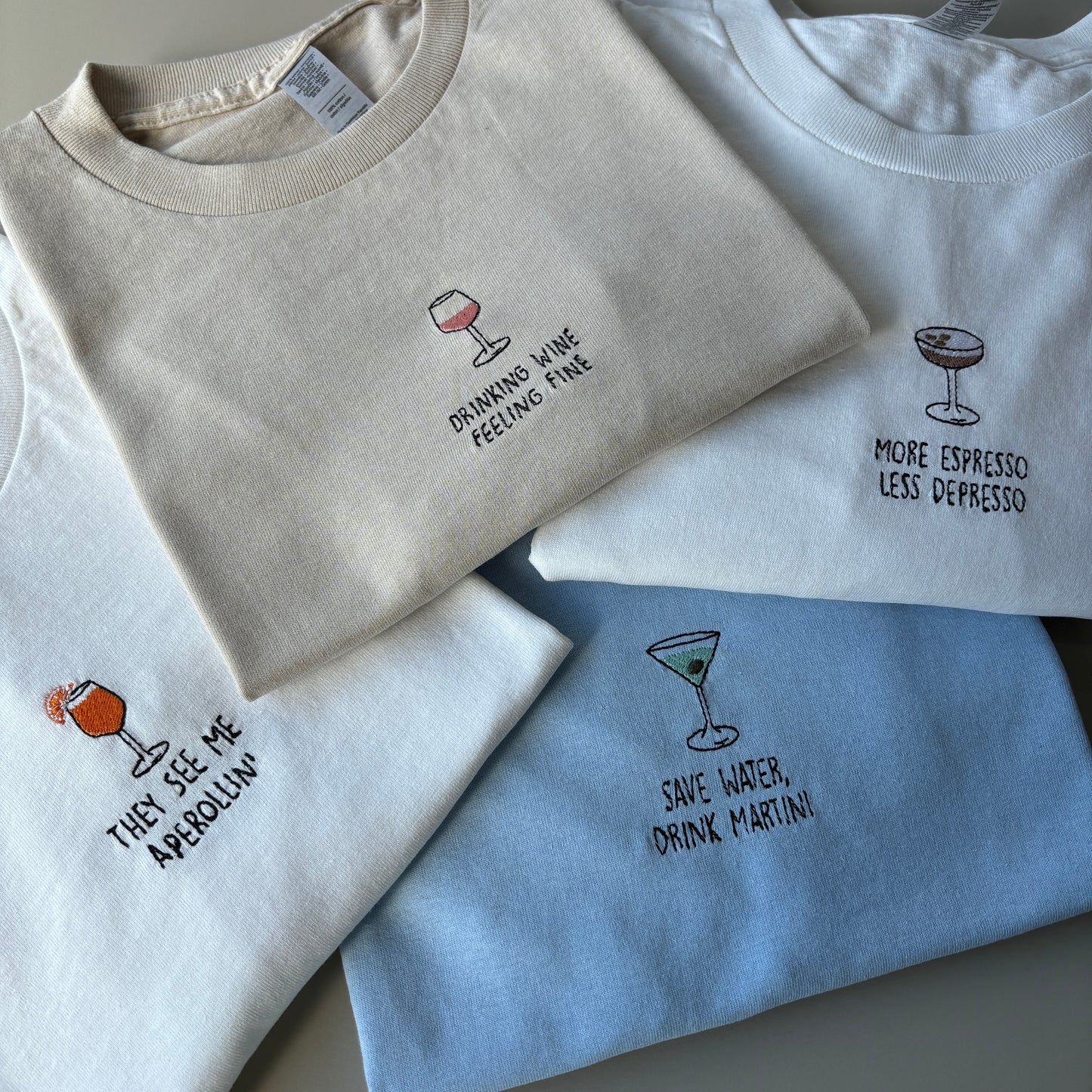 SUMMER COCKTAILS EMBROIDERED T-SHIRT