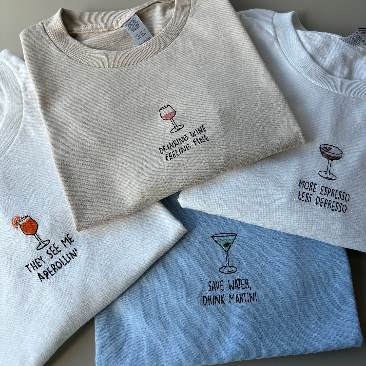 SUMMER COCKTAILS EMBROIDERED T-SHIRT