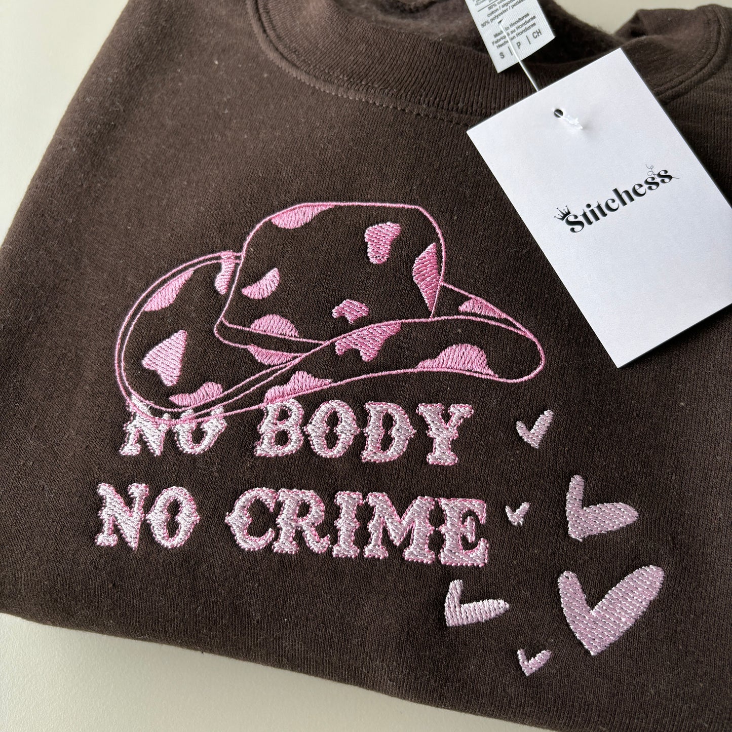 SMALL NO BODY NO CRIME EMBROIDERED SWEATSHIRT (SAMPLE)