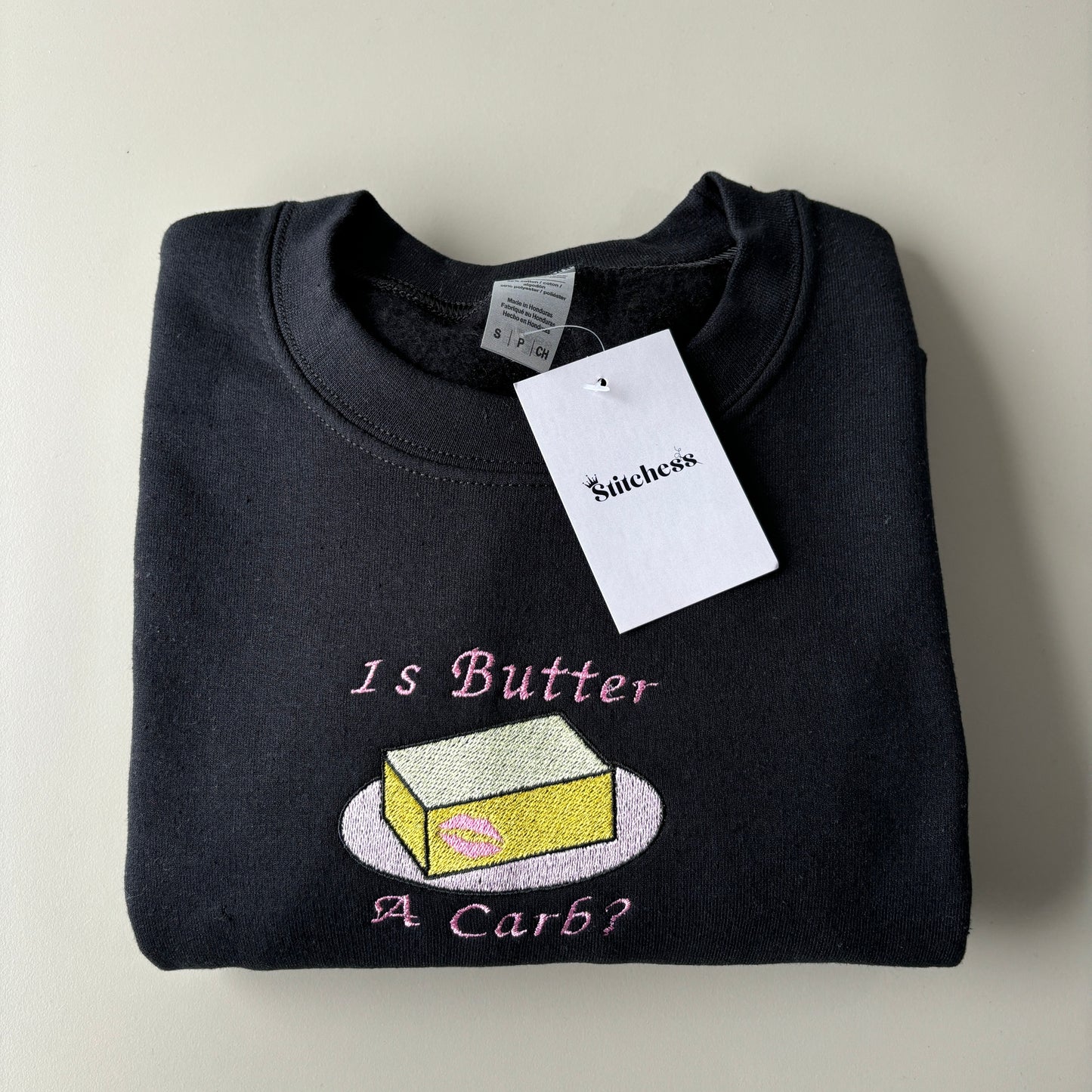 SMALL BUTTER A CARB EMBROIDERED SWEATSHIRT (SECONDS)
