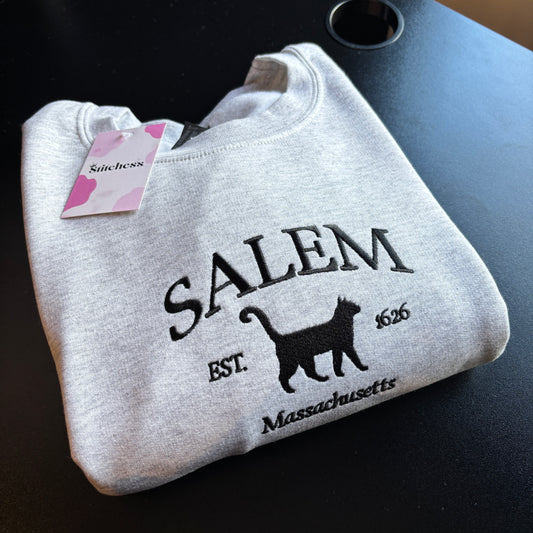 READY TO SHIP LARGE ASH SALEM EMBROIDERED SWEATSHIRT