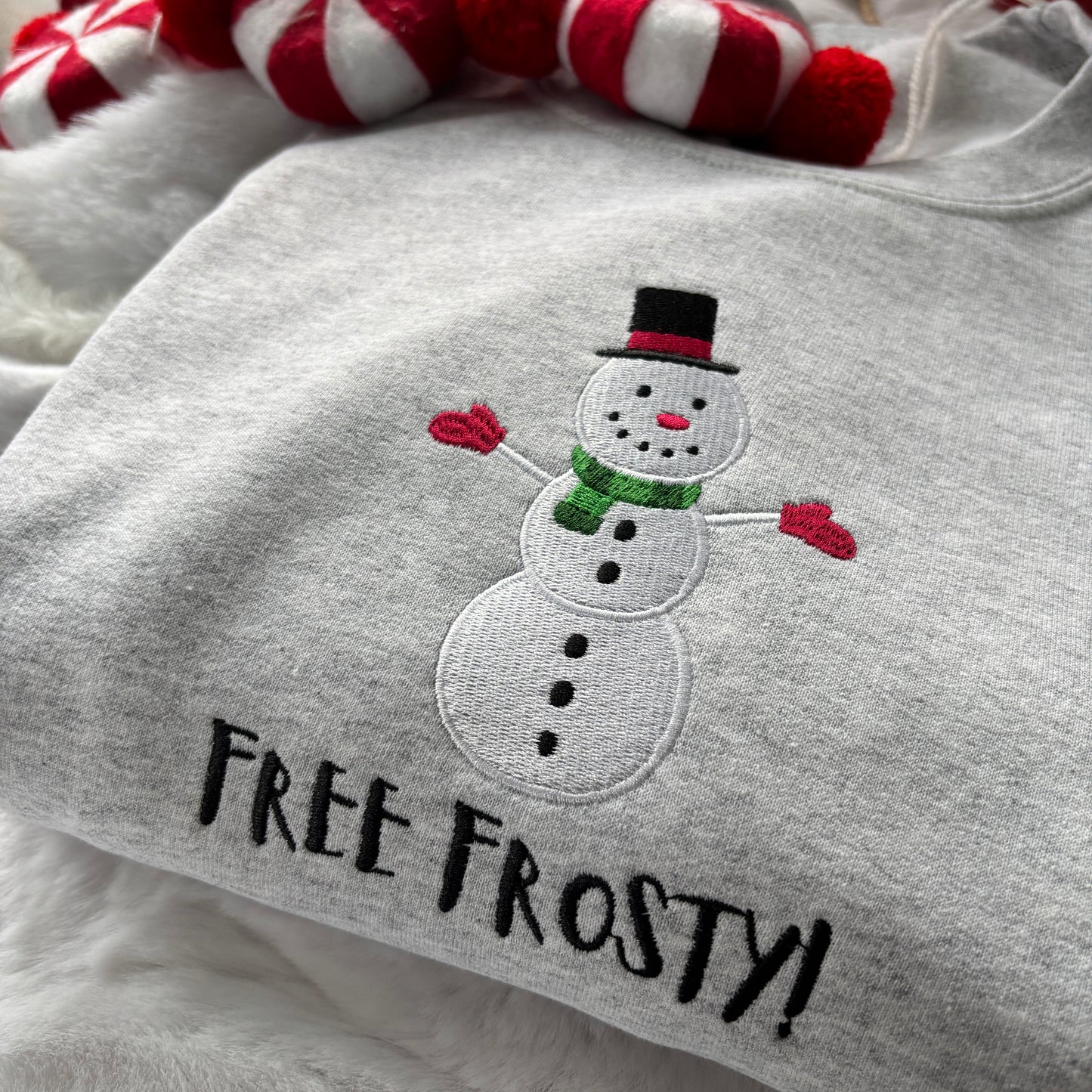 FREE FROSTY (CHRISTMAS WITH THE KRANKS) EMBROIDERED SWEATSHIRT