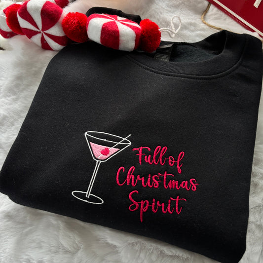 FULL OF CHRISTMAS SPIRIT EMBROIDERED SWEATSHIRT