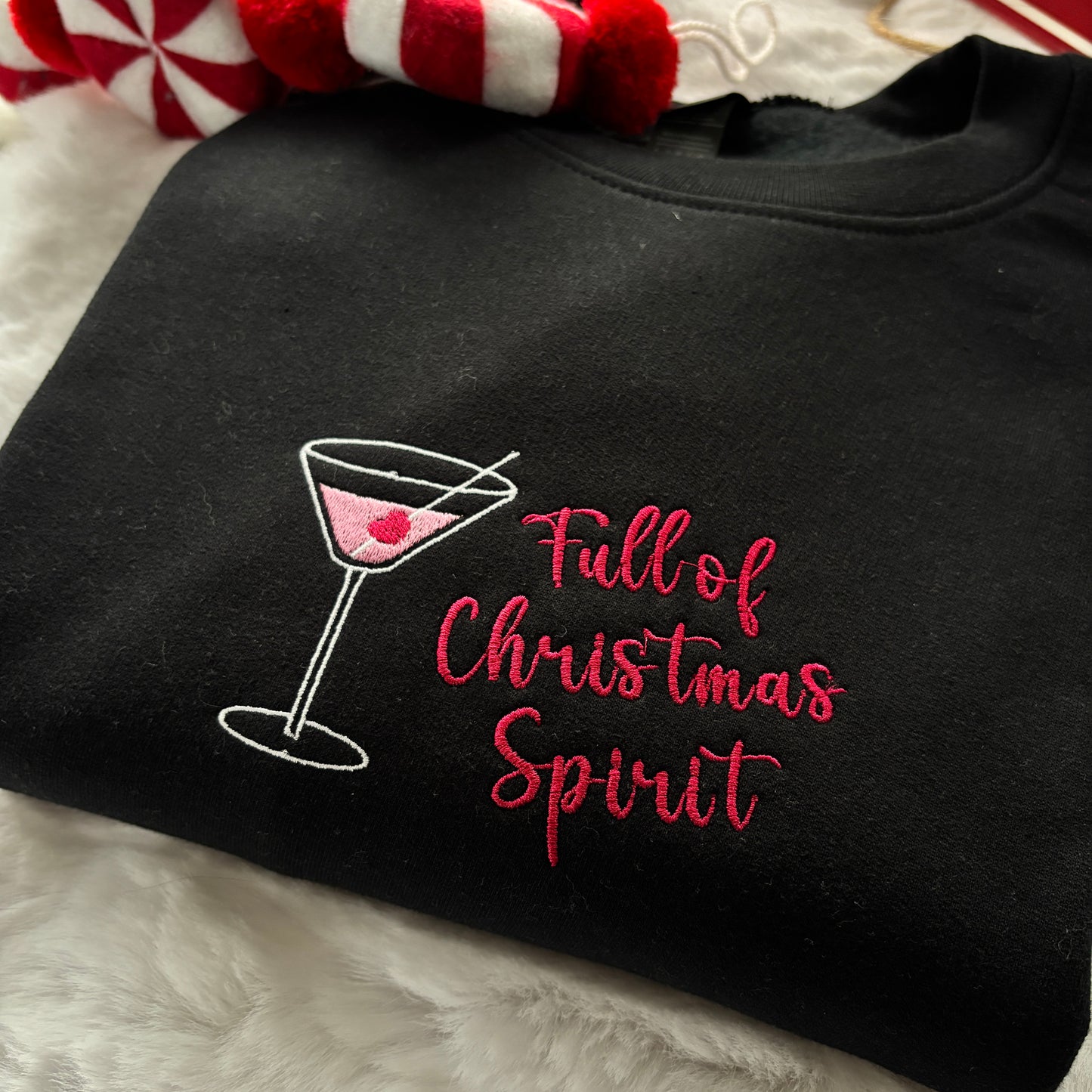 FULL OF CHRISTMAS SPIRIT EMBROIDERED SWEATSHIRT