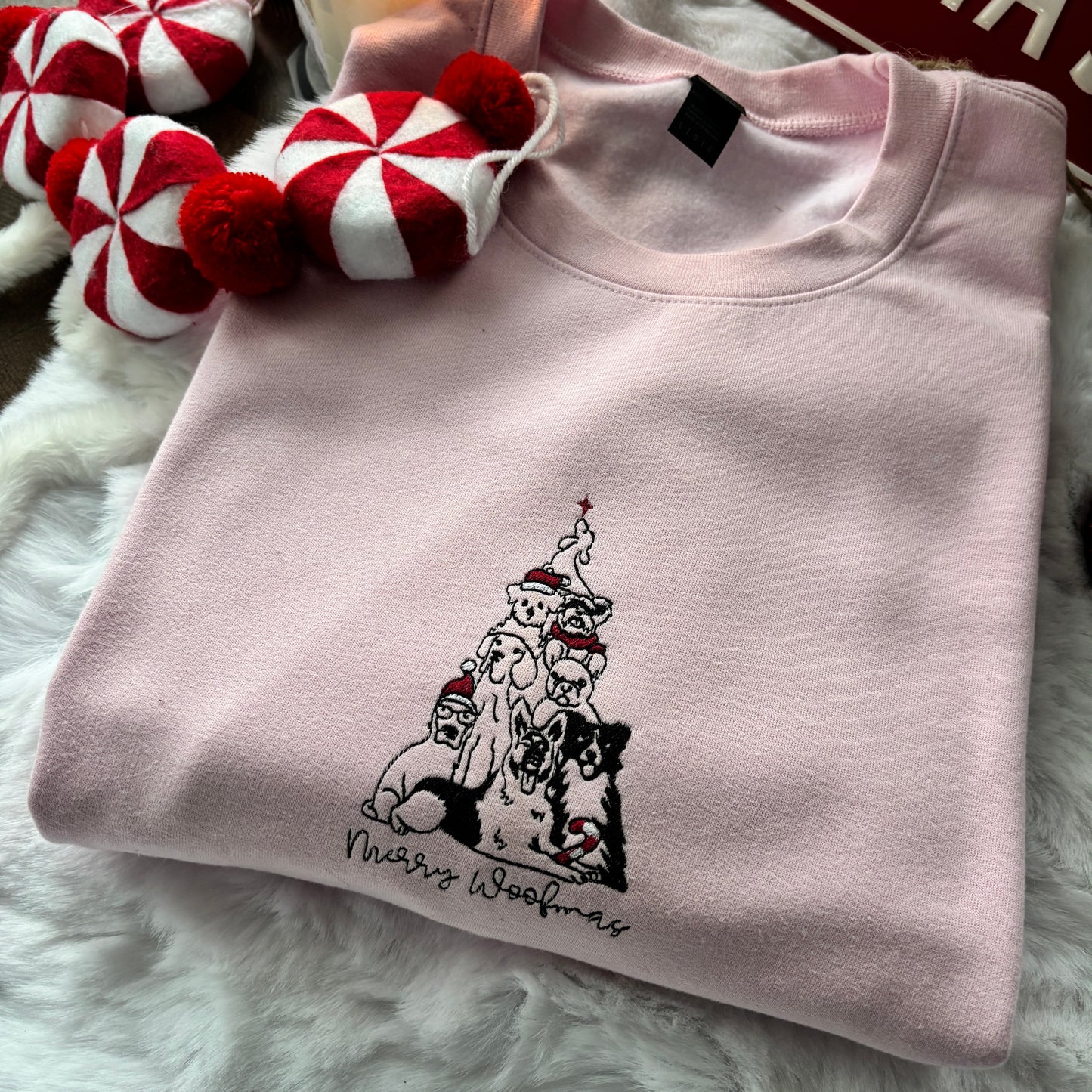 MERRY WOOFMAS EMBROIDERED SWEATSHIRT