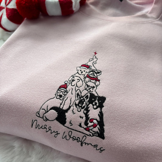 MERRY WOOFMAS EMBROIDERED SWEATSHIRT