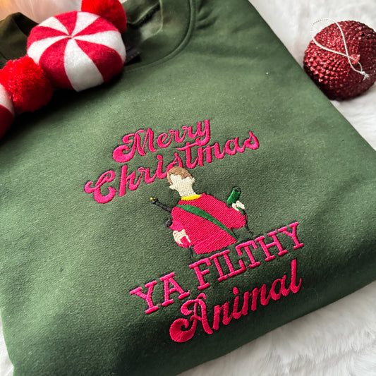 HOME ALONE FILTHY ANIMAL EMBROIDERED SWEATSHIRT