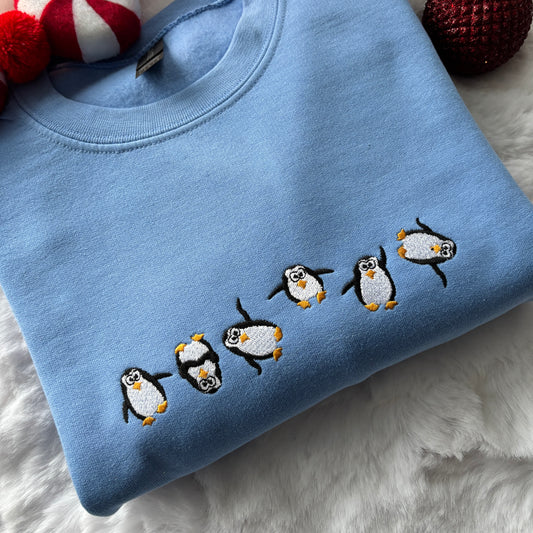 DANCING PENGUINS EMBROIDERED SWEATSHIRT