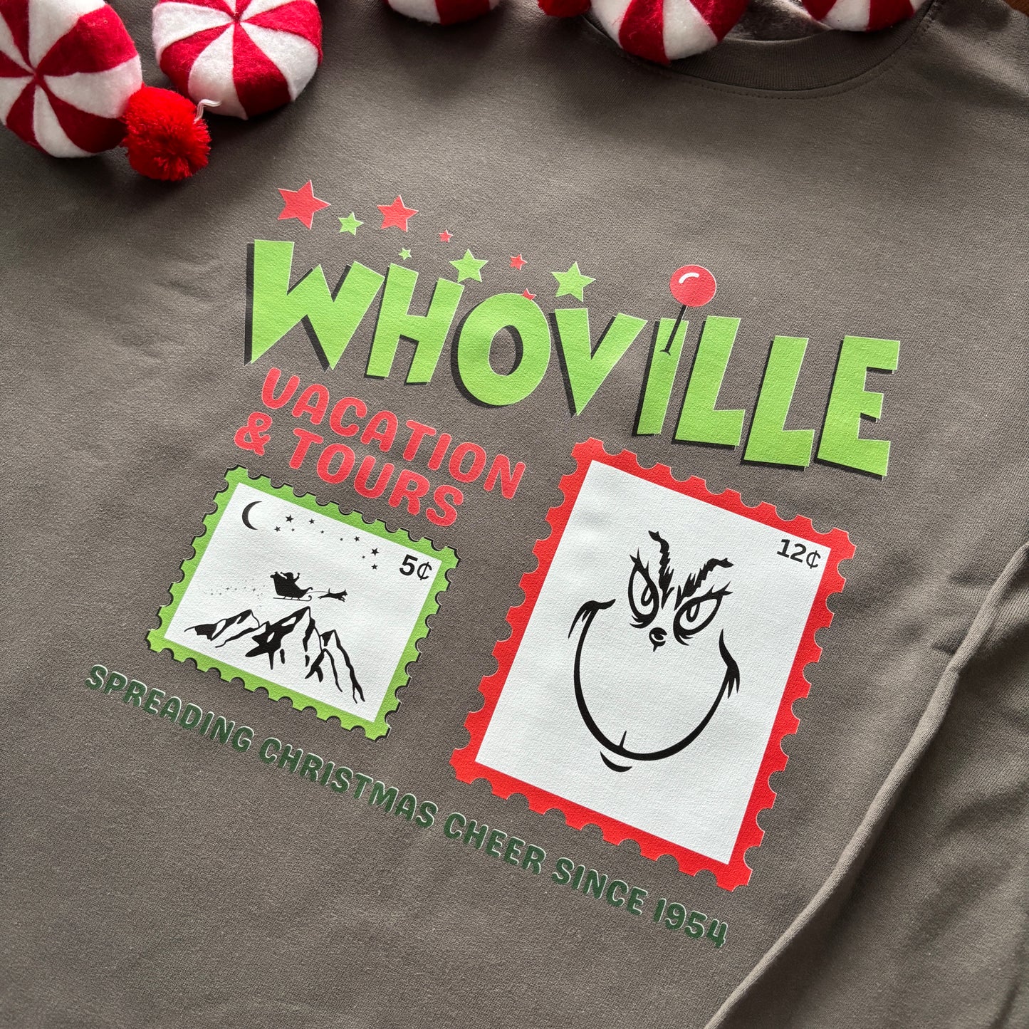 WHOVILLE VACATIONS AND TOURS PRINTED T-SHIRT/ SWEATSHIRT