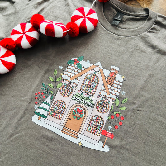 HOLLY JOLLY BOOKSTORE PRINTED T-SHIRT/ SWEATSHIRT