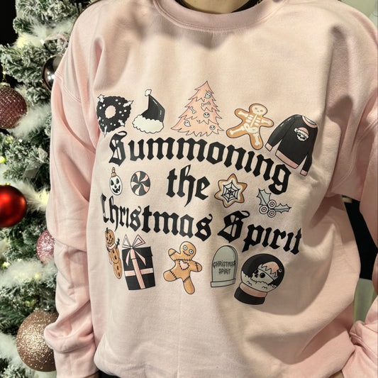 SUMMONING THE CHRISTMAS SPIRIT PRINTED T-SHIRT/ SWEATSHIRT