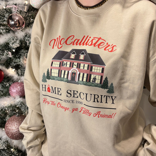 HOME ALONE MCCALLISTER HOME SECURITY PRINTED T-SHIRT/ SWEATSHIRT
