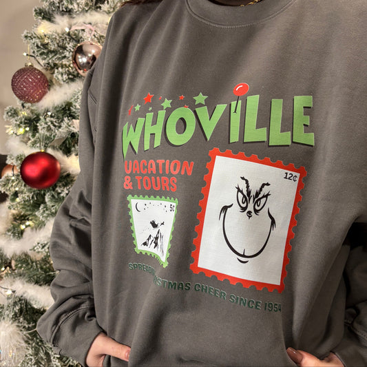 WHOVILLE VACATIONS AND TOURS PRINTED T-SHIRT/ SWEATSHIRT