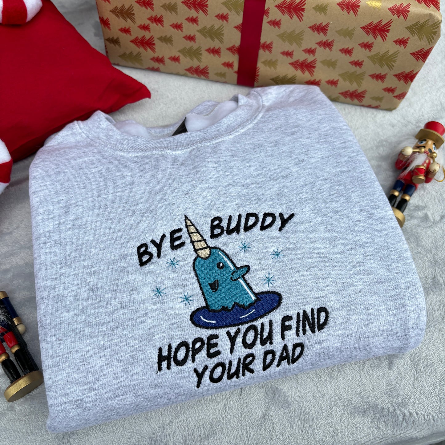 BYE BUDDY NARWHAL EMBROIDERED SWEATSHIRT