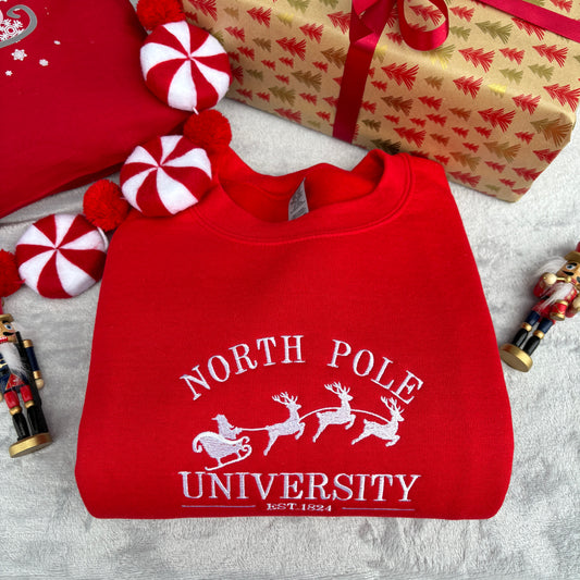 NORTH POLE UNIVERSITY EMBROIDERED SWEATSHIRT