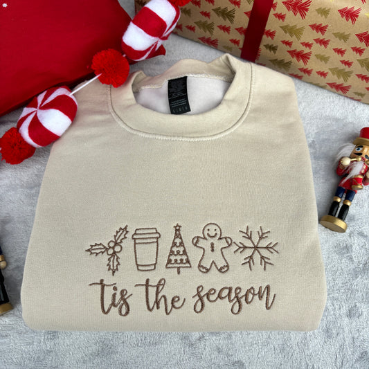 TIS THE SEASON EMBROIDERED SWEATSHIRT