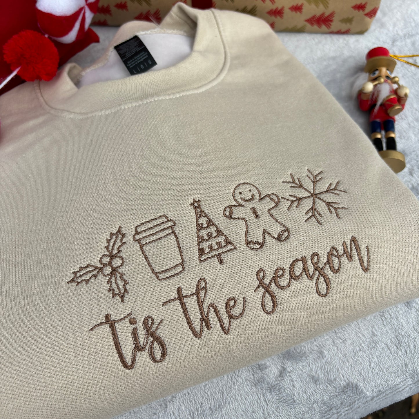 TIS THE SEASON EMBROIDERED SWEATSHIRT