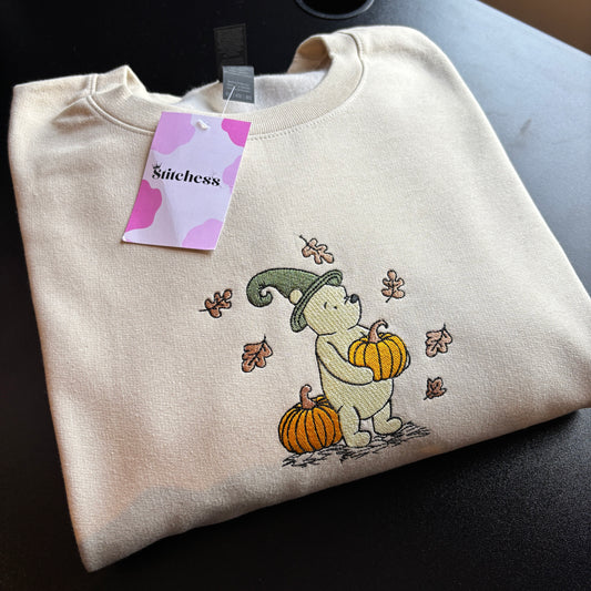READY TO SHIP 4XL BEIGE WITCHY WINNIE EMBROIDERED SWEATSHIRT