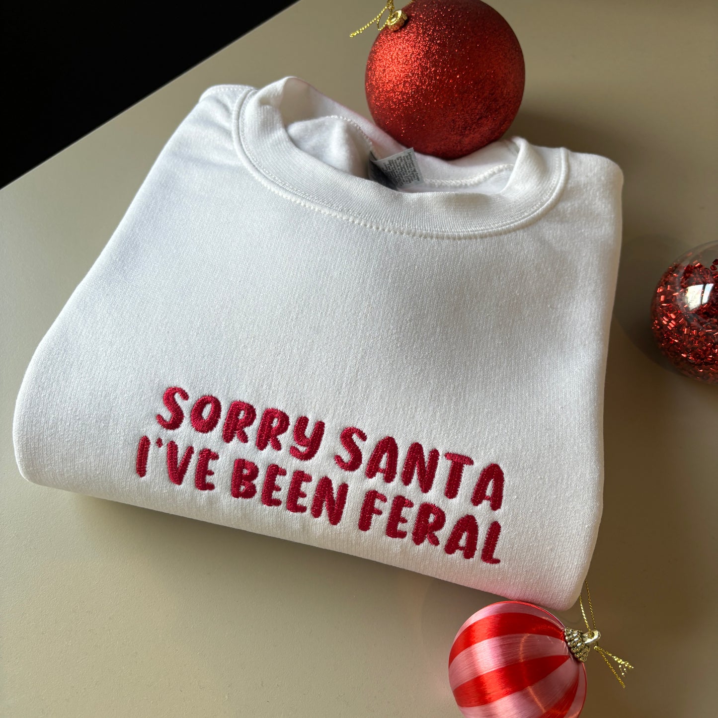 SORRY SANTA EMBROIDERED SWEATSHIRT