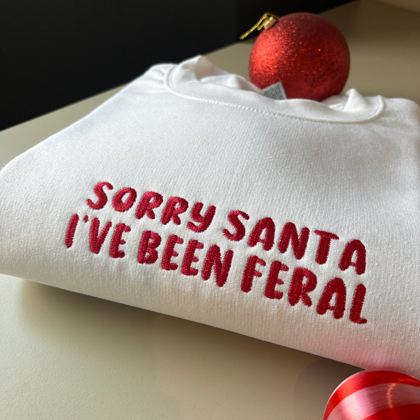 SORRY SANTA EMBROIDERED SWEATSHIRT