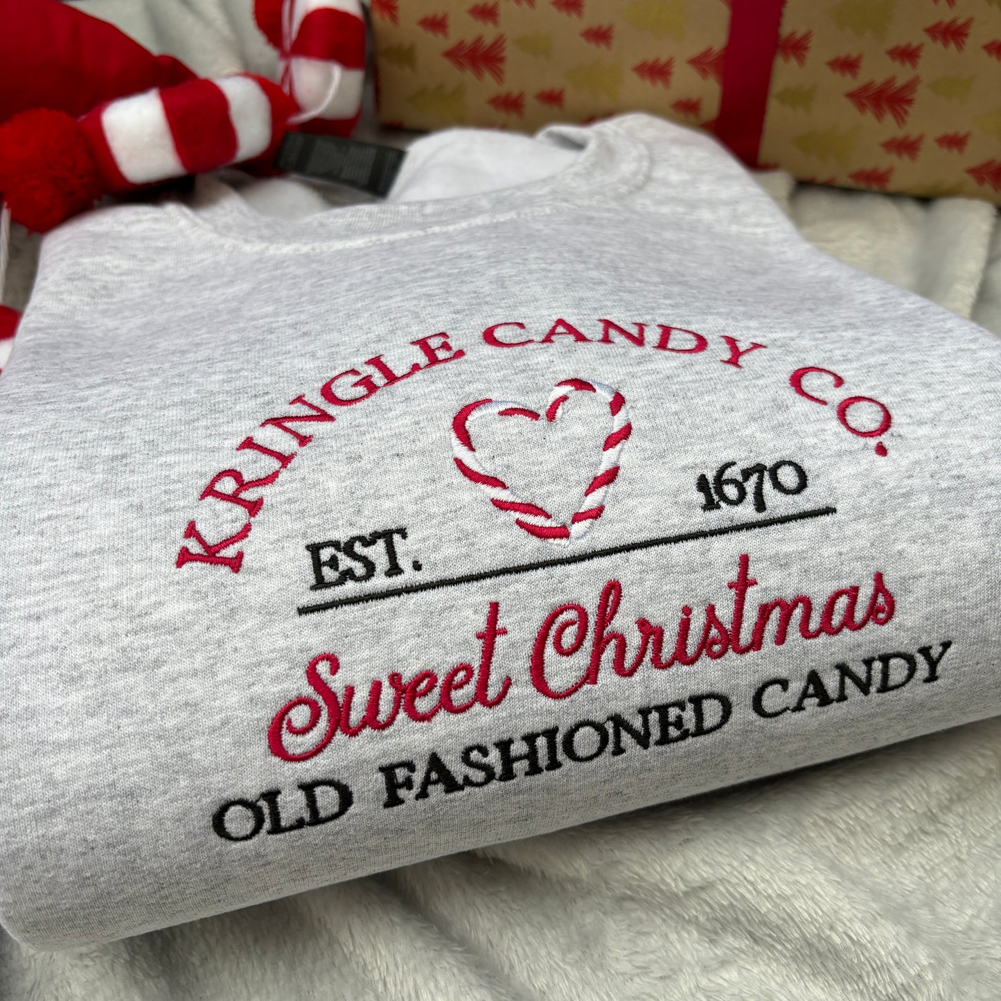 KRINGLE CANDY CO EMBROIDERED SWEATSHIRT