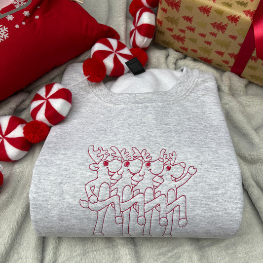 DANCING REINDEER EMBROIDERED SWEATSHIRT