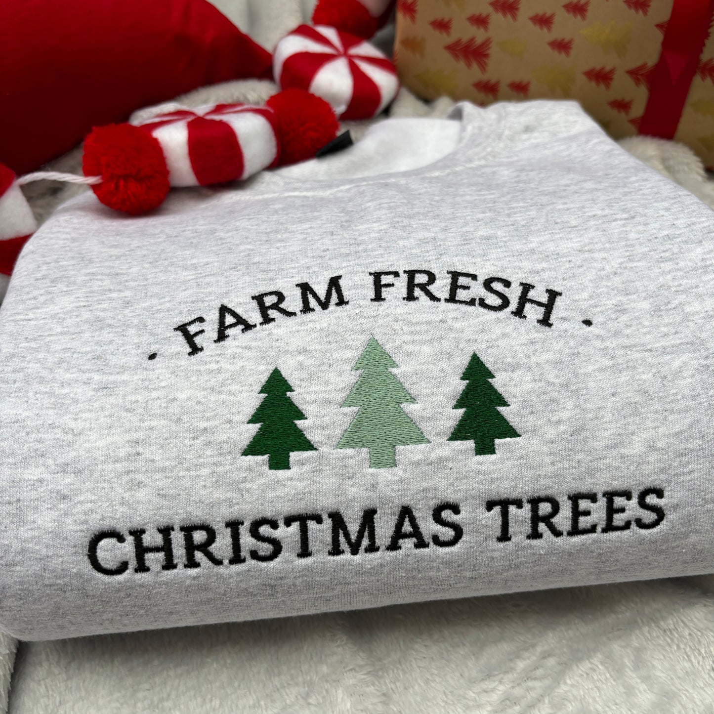 FARM FRESH TREES EMBROIDERED SWEATSHIRT