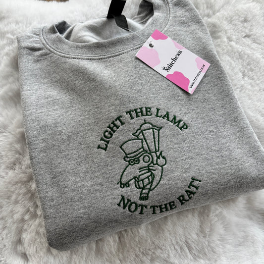 READY TO SHIP LARGE MARL LIGHT THE LAMP EMBROIDERED SWEATSHIRT