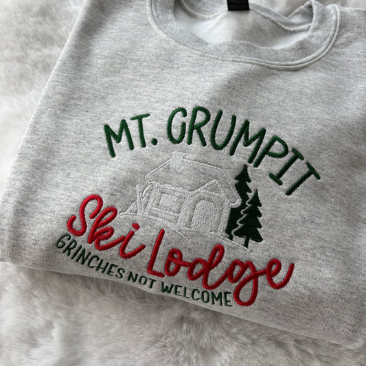 READY TO SHIP LARGE ASH GRINCH MT CRUMPIT EMBROIDERED SWEATSHIRT