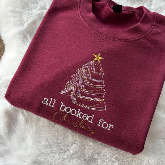 READY TO SHIP XXL BURGUNDY ALL BOOKED FOR XMAS EMBROIDERED SWEATSHIRT