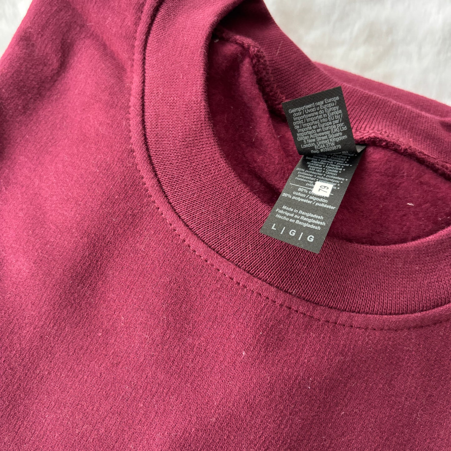 READY TO SHIP LARGE BURGUNDY JUST HERE FOR THE MULLED WINE EMBROIDERED SWEATSHIRT