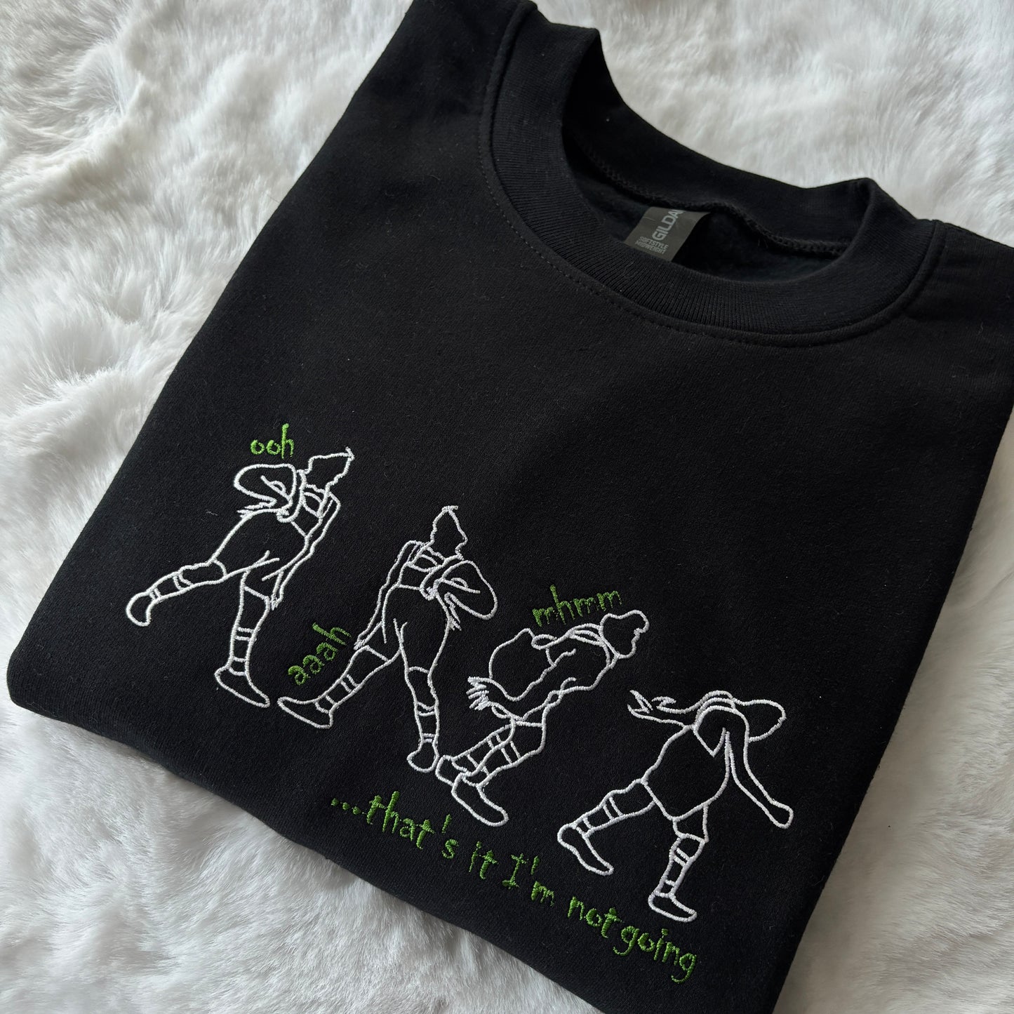 READY TO SHIP LARGE BLACK OOH AHH GRINCH EMBROIDERED SWEATSHIRT