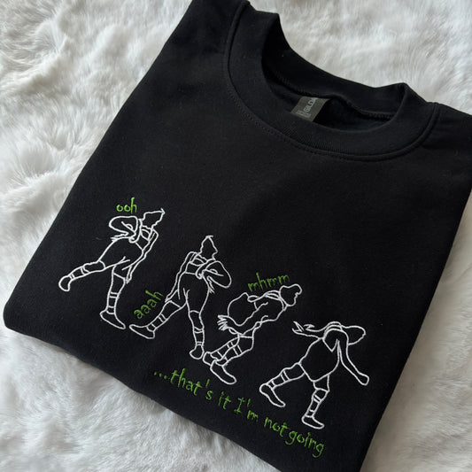 READY TO SHIP LARGE BLACK OOH AHH GRINCH EMBROIDERED SWEATSHIRT