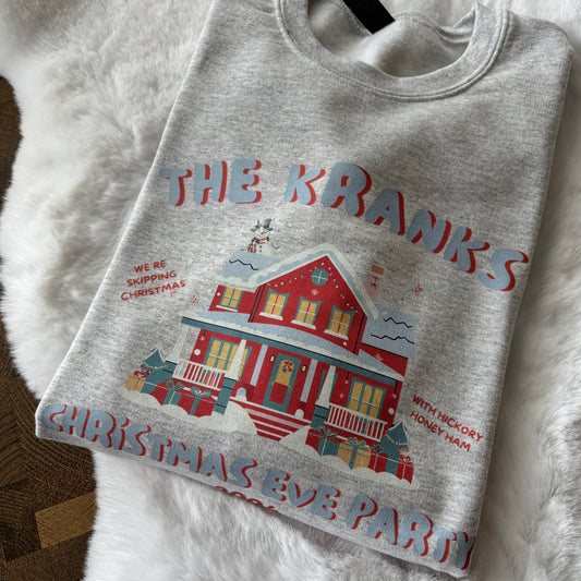 READY TO SHIP LARGE ASH XMAS WITH THE KRANKS PRINTED SWEATSHIRT