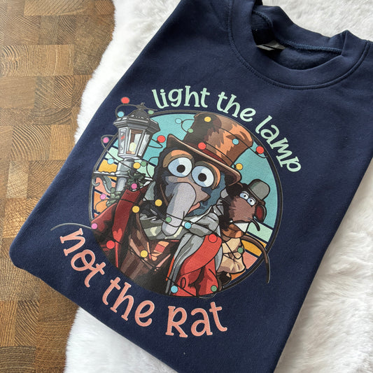 READY TO SHIP LARGE NAVY LIGHT THE LAMP PRINTED SWEATSHIRT