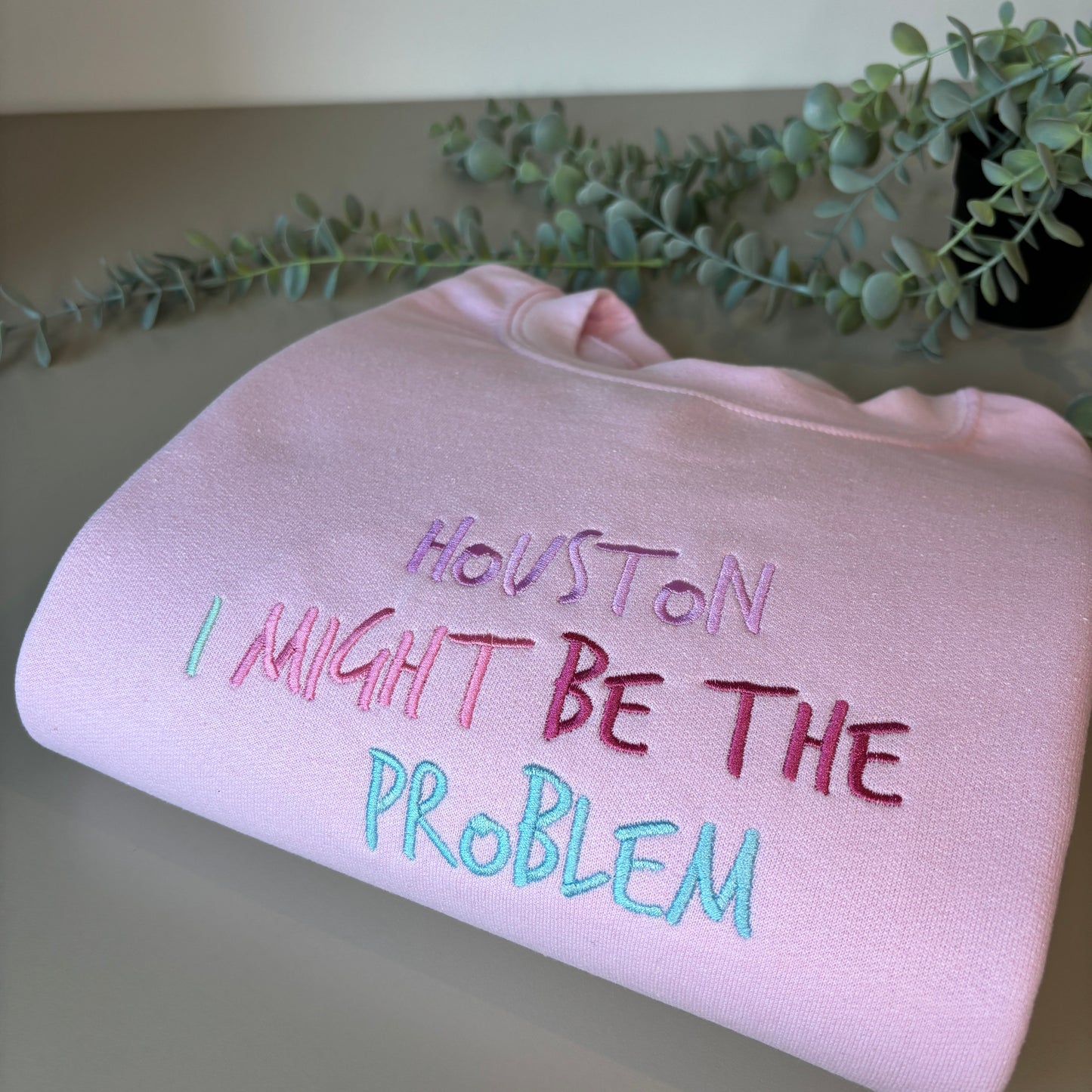 HOUSTON I MAY BE THE PROBLEM EMBROIDERED SWEATSHIRT