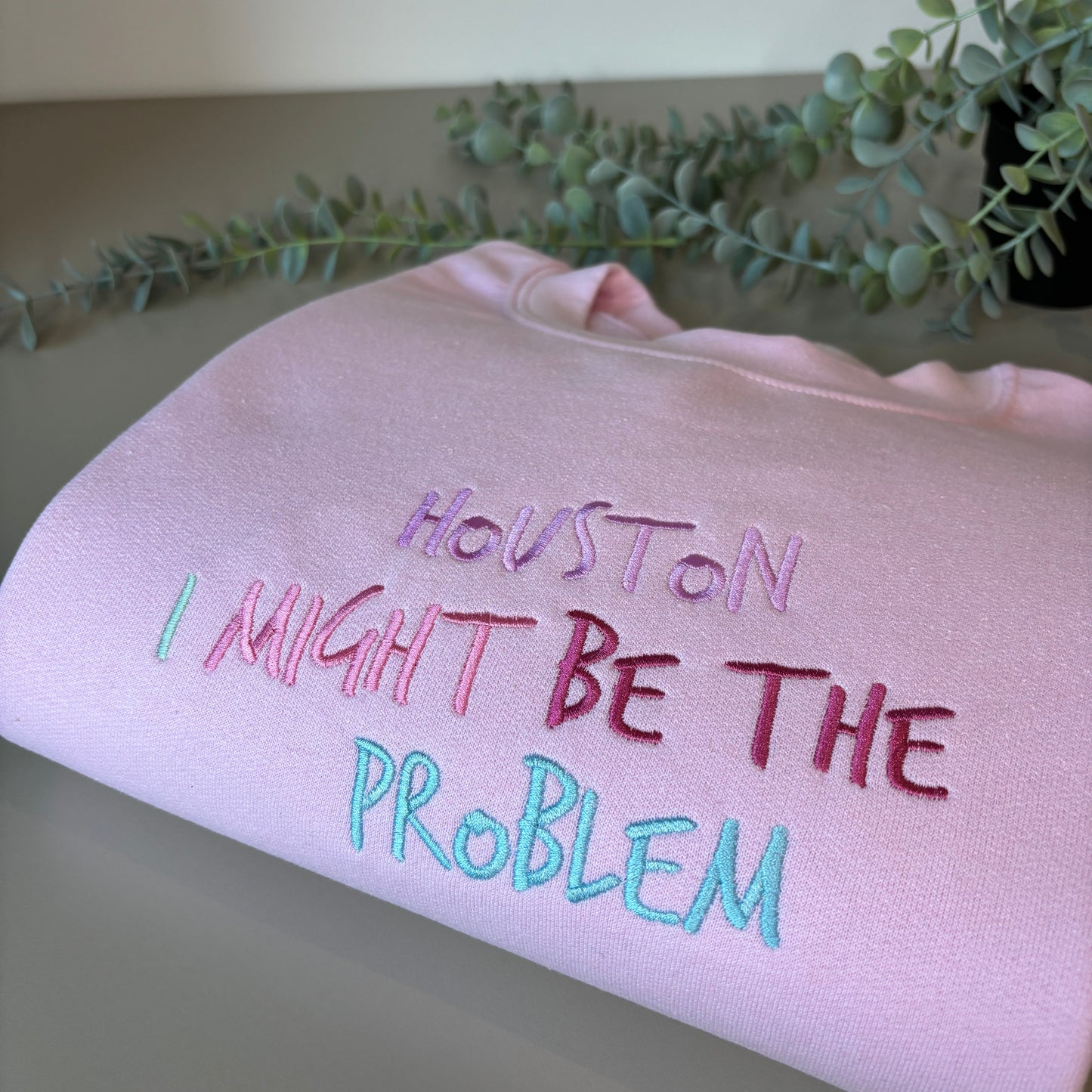 HOUSTON I MAY BE THE PROBLEM EMBROIDERED SWEATSHIRT