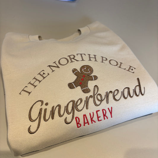 LARGE BEIGE GINGERBREAD BAKERY EMBROIDERED SWEATSHIRT *SECONDS*