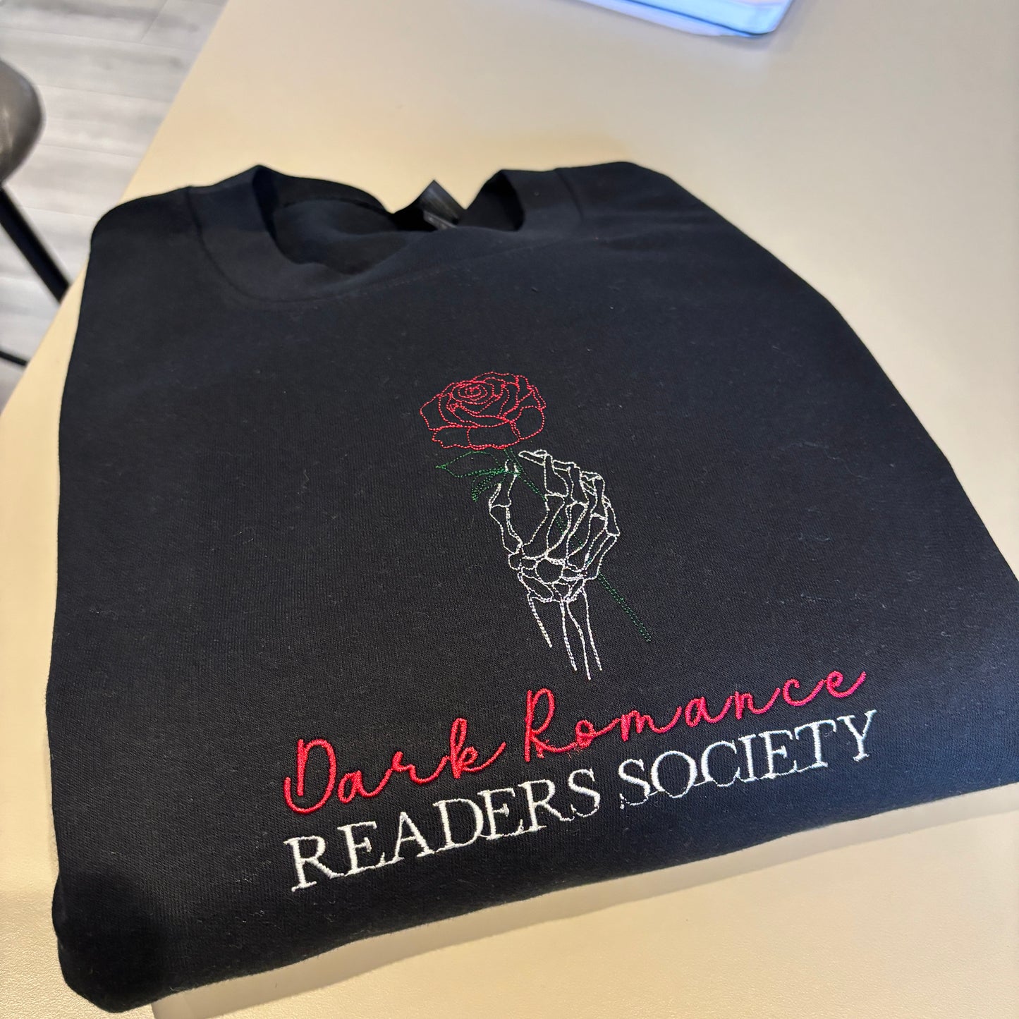 XL BLACK DARK ROMANCE SOCIETY EMBROIDERED SWEATSHIRT *SECONDS*