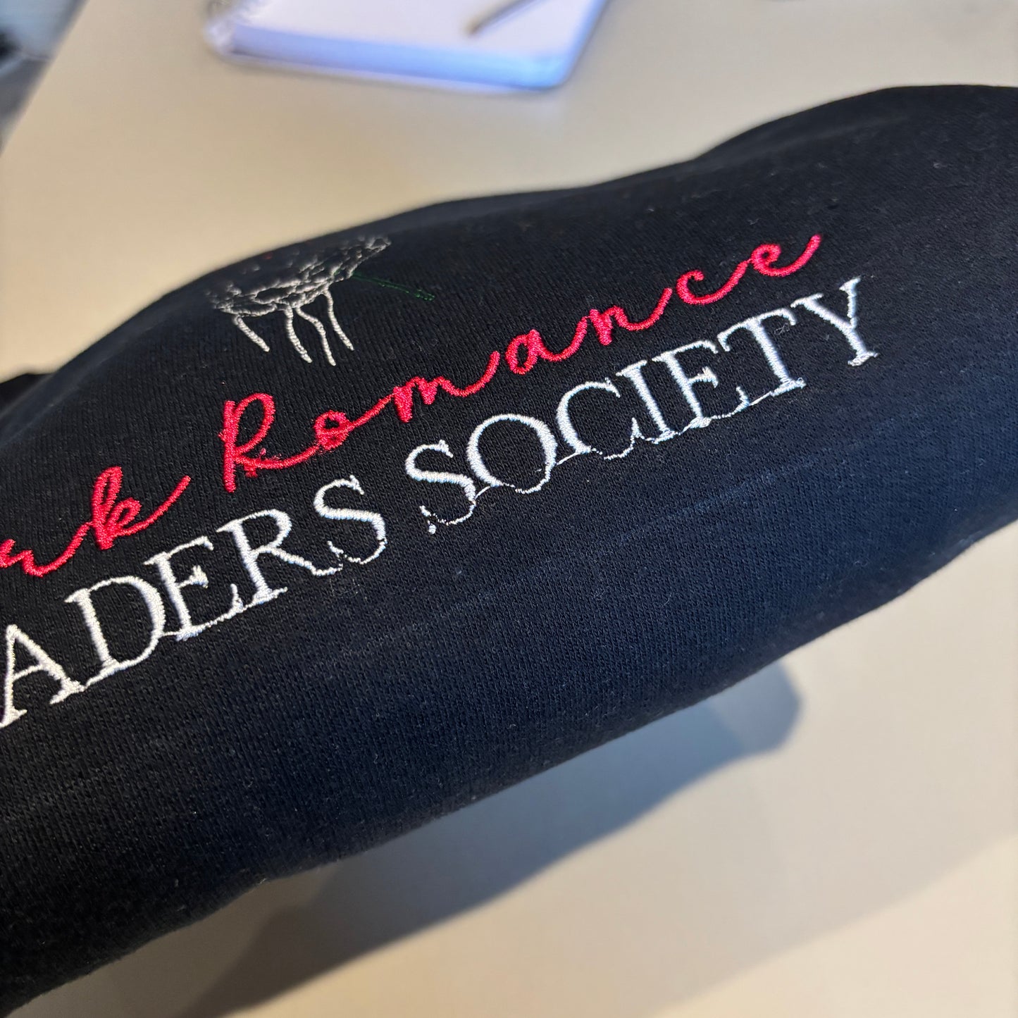 XL BLACK DARK ROMANCE SOCIETY EMBROIDERED SWEATSHIRT *SECONDS*