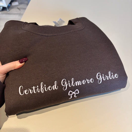 XL CHOC CERTIFIED GILMORE GIRLIE EMBROIDERED SWEATSHIRT *SAMPLE*