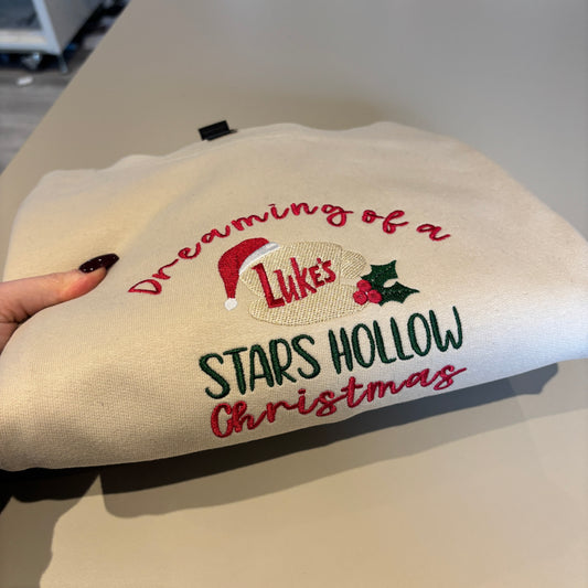 LARGE BEIGE STARS HOLLOW CHRISTMAS EMBROIDERED SWEATSHIRT *SAMPLE*
