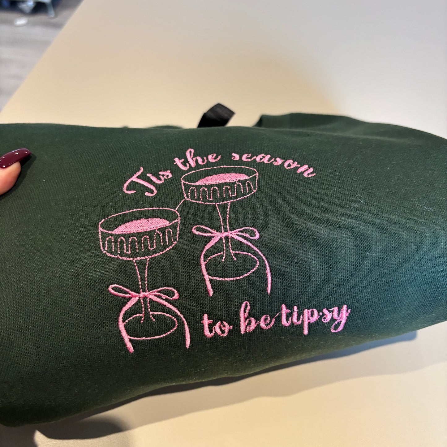 LARGE TIS THE SEASON EMBROIDERED SWEATSHIRT *SECONDS*