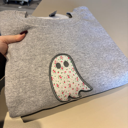 XL MARL GHOST APPLIQUE EMBROIDERED SWEATSHIRT *SECONDS*