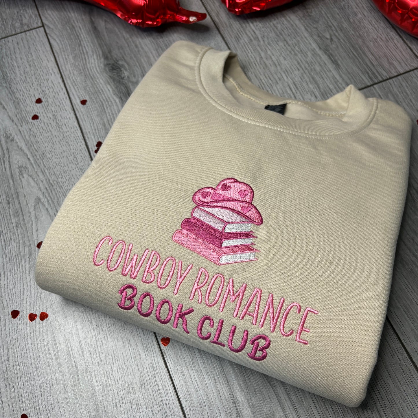 COWBOY ROMANCE BOOK CLUB EMBROIDERED SWEATSHIRT